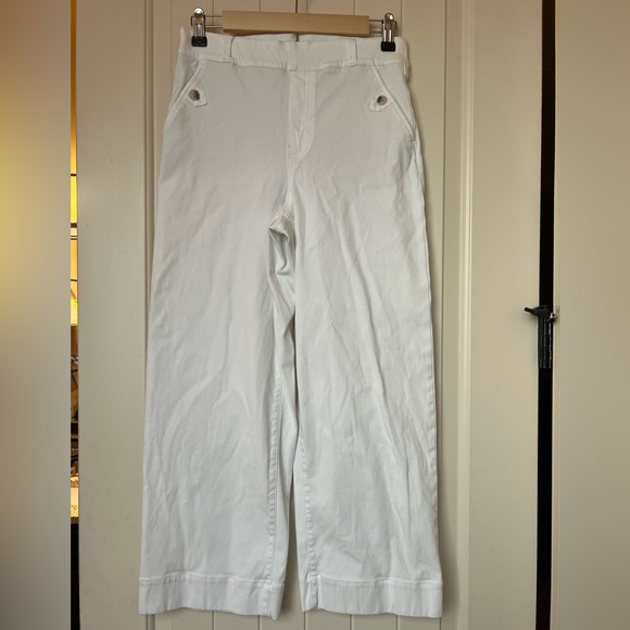 SPANX Stretch Twill Cropped Wide Leg Pant in Bright White Large - Picture 4 of 12
